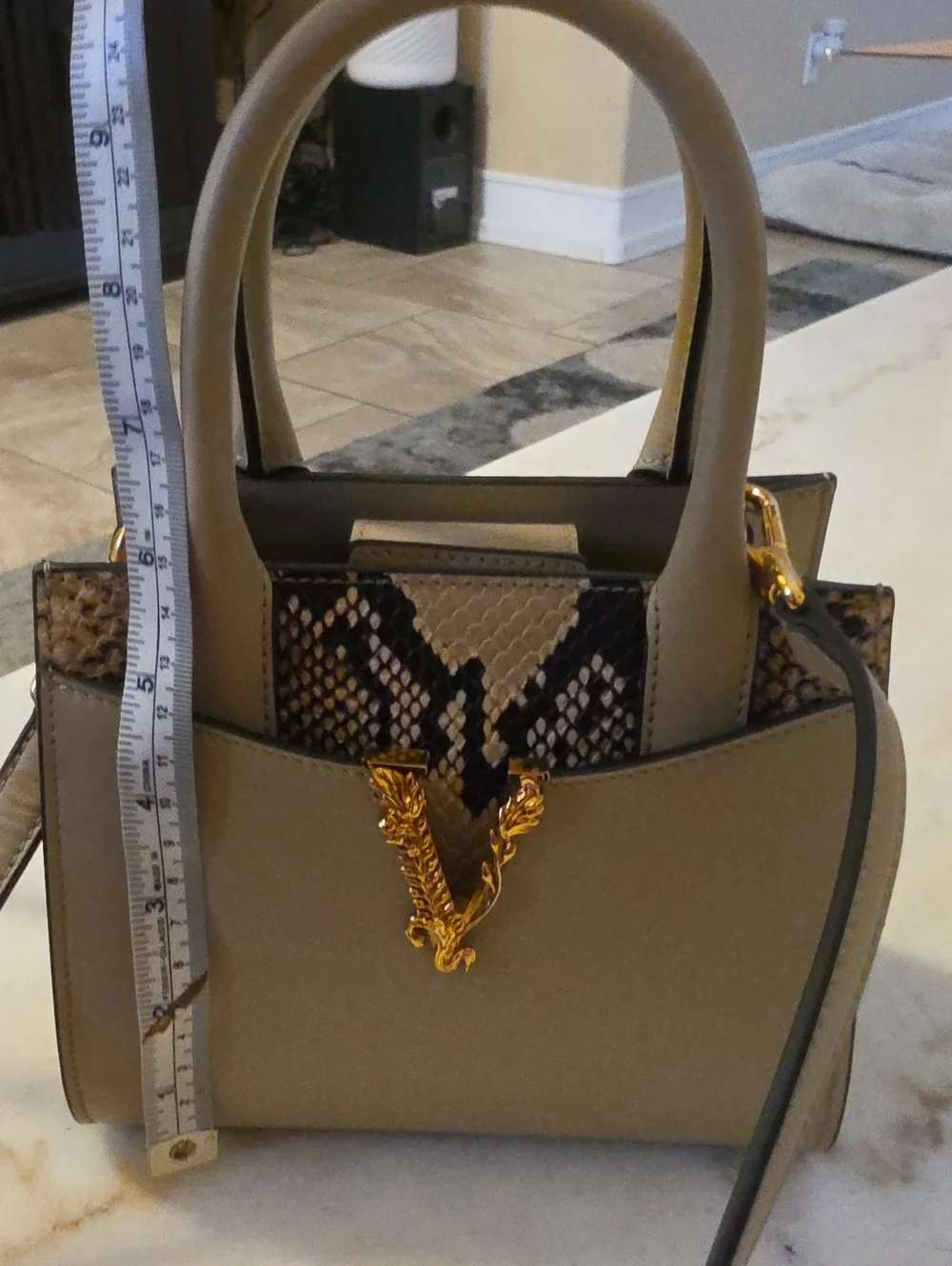 Versace Virtus Top-Handle 2Way Python Print Handbag EUC And COI